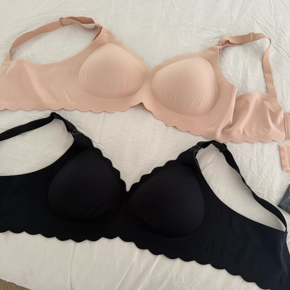 Mom cozy nursing bras - oyster pink and black - set of 2